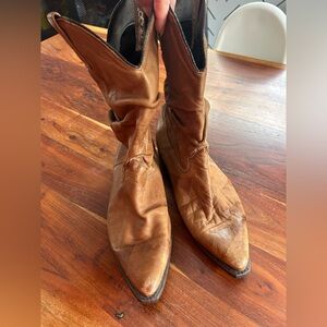 Vintage Dingo Men's Tan Leather Boots slouchy cowboy boots western
